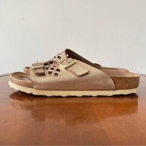 Birkenstock Bellary Metallic Gold Leather Slide Sandals | EU 37